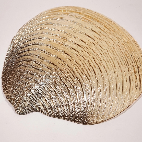 Vintage Variegated Grey & Tans Glass Shell Platter Serving Tray Dish Home Decor - Picture 7 of 11